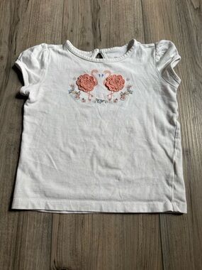 Janie & Jack White Girls Short-Sleeve Tee with Pink Flamingo Appliqués Size 3T